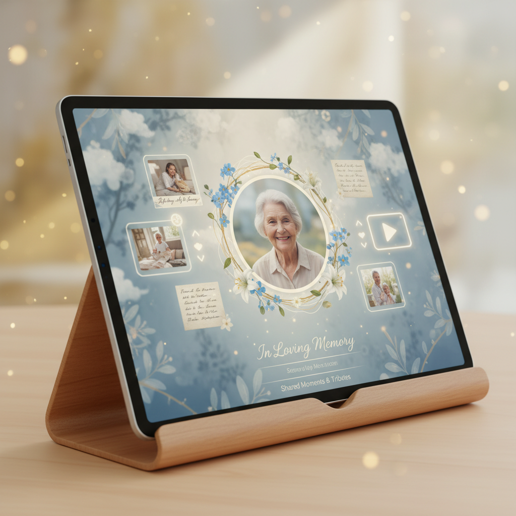 Personal Memorial Space
A private online memorial space where family and friends can share words, images, and videos in remembrance.
Each memorial space is created with care and shared via a unique private link.

generate in in 1080 *1080